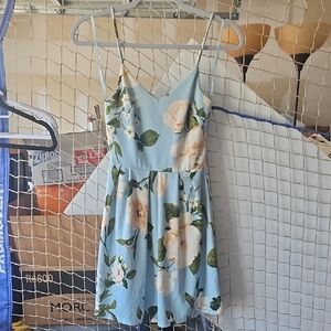 Floral Blue Spaghetti Strap Dress